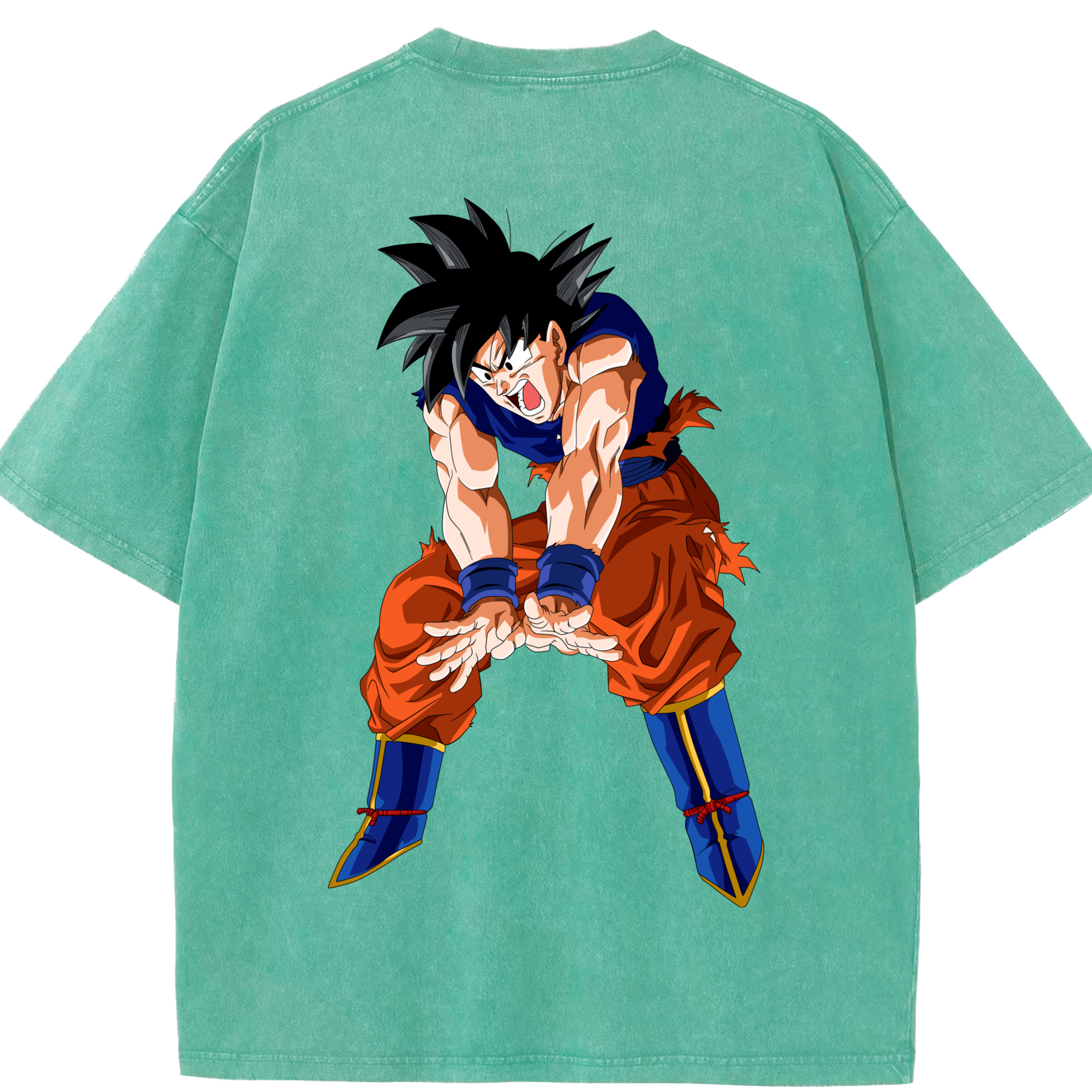 （画像用） ドラゴンボール 孫悟空（そん ごくう）Son Goku カカロット DRAGON BALL Kakarotto 綿100% ヴィンテージ風 半袖Tシャツ（背面プリント）